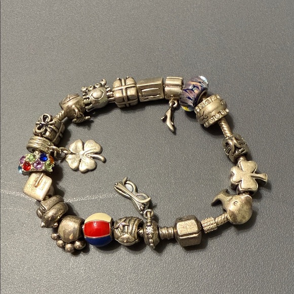 Silver pandora Charm Bracelet with Blue Accents - Picture 2 of 5